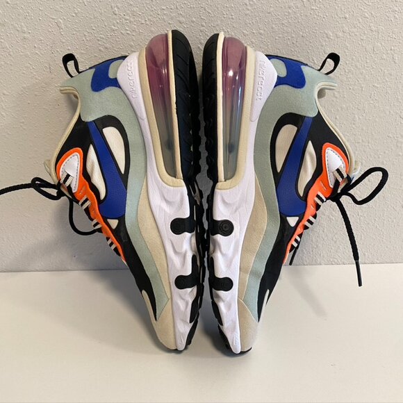 NIKE Air Max 270 React Sneakers In Fossil Hyper Blue Black  Size 7 - Picture 6 of 13